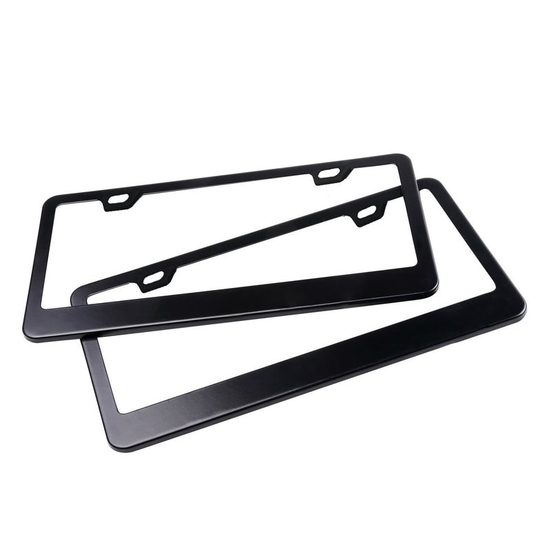 BIGANT Car License Plate Frame - Matte Stainless Steel License Plate Covers with Free Screws Fasteners + Black Screw Caps (2 Pack-Black) - Image 4